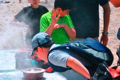blow the flour out